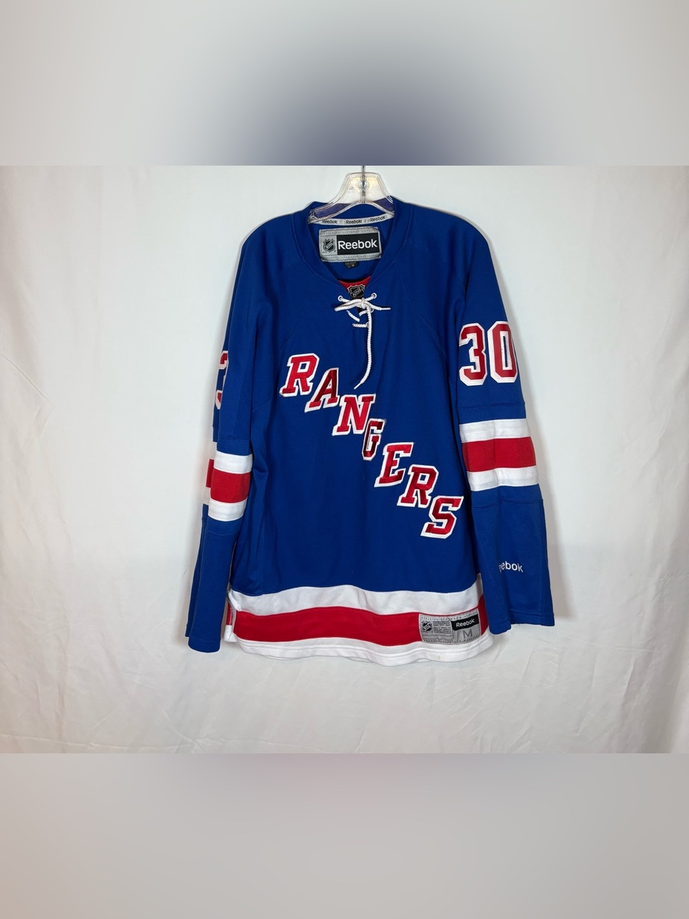 Reebok New York Rangers #30 Lundqvist Blue Home Hockey Jersey Medium
